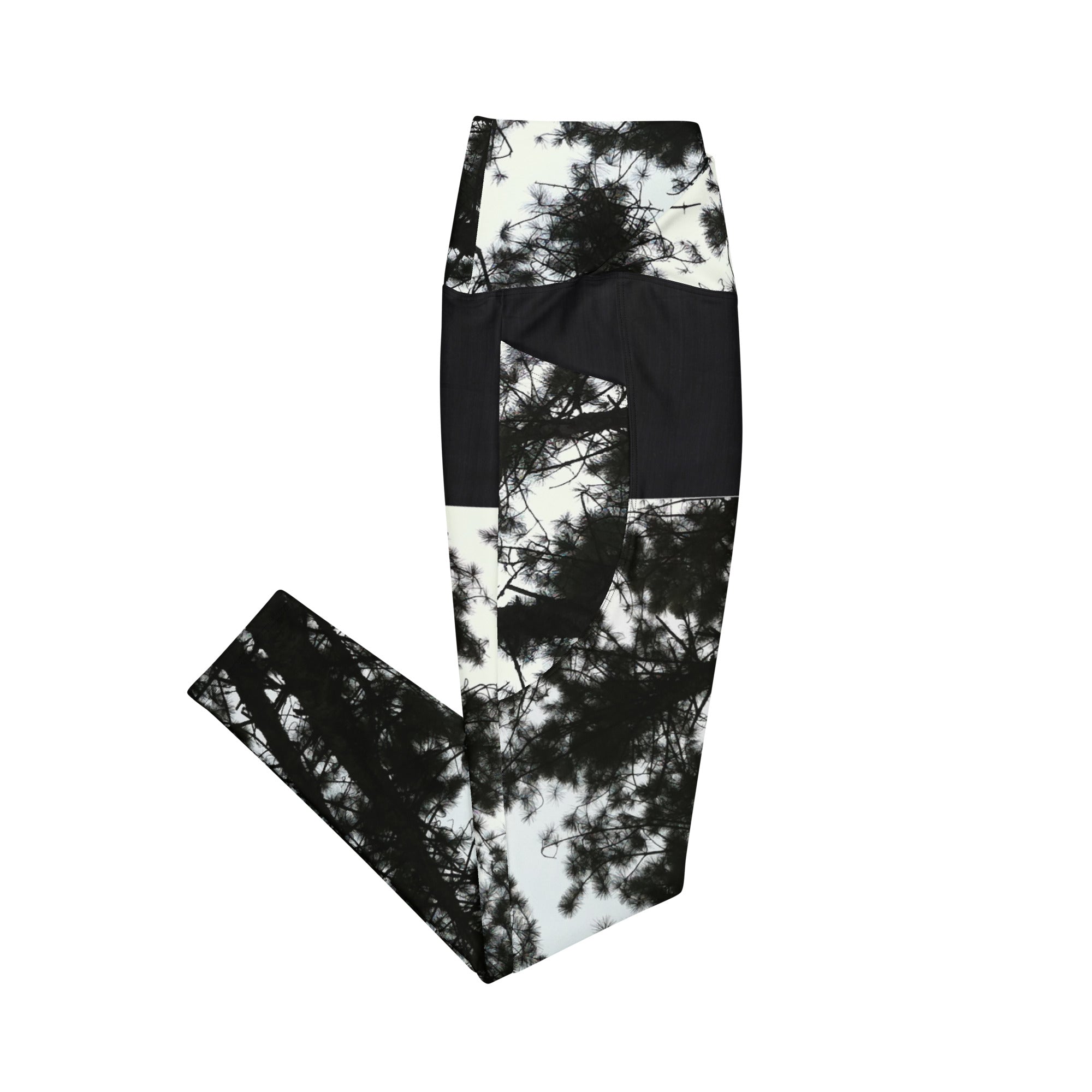 Workout or Dance Leggings with Pockets. Crossover Waist Yoga Pants- Black & White Leggings. WickedYo.